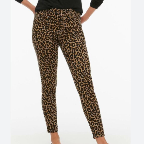 J. Crew Pant Womens 9" High Rise Skinny Leopard Print Jean Exposed Button Fly 29 - Picture 1 of 12